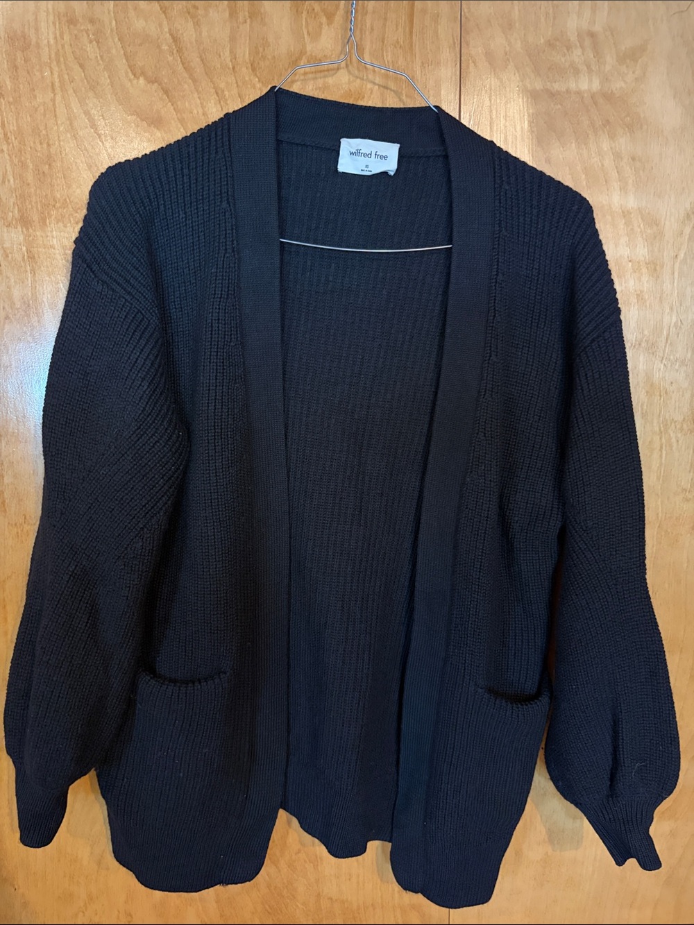 Wilfred Black Open Cardigan with Front Pockets